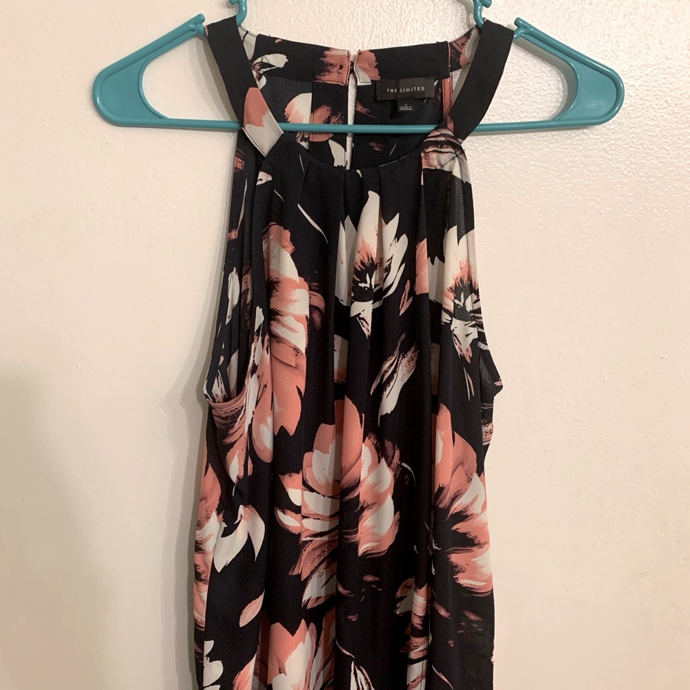Navy blue flowered tank top